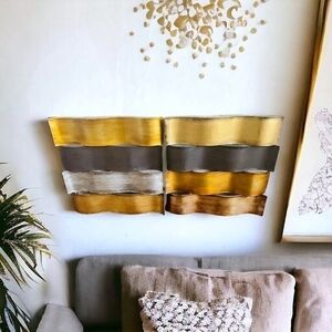 Set of 2 Metal Square Wall Frames Wavy Design 13.5x13.5 Modern Home Decor Accent
